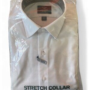 Dockers Fitted Dress Shirt  Medium Stretch Collar 15-15 1/2  34/35 NEW White